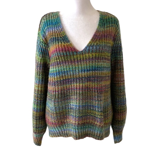 LOFT Sweaters - LOFT Medium sweater v-neck colorful purple blue green